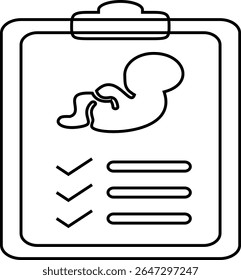 Ícone sobre o conselho de monitoramento da saúde do bebê, desenvolvimento e registro do feto, cuidado cuidadoso com a saúde do feto e pós-gravidez