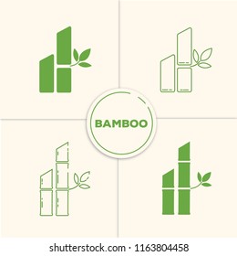 icon about a bamboo theme in 2 designs, in green and white colors which makes 4 different looks