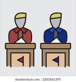 Icon about the debate of two candidates during the election