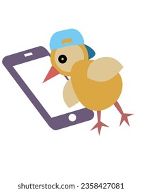 Icon über einen unbekannten Benutzer. Hühner und Smartphone