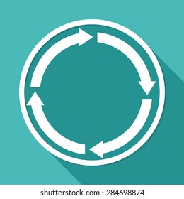 Icon Abstract arrow on white circle with a long shadow