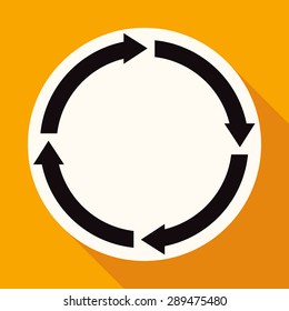 Icon Abstract arrow on white circle with a long shadow