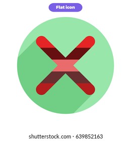 Icon of abstract colorful Incorrect button in flat style with long shadow and round corners. Vector illustration.
