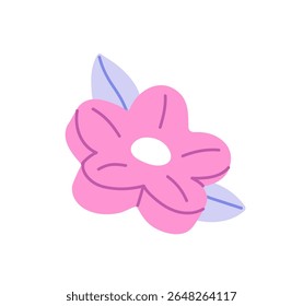 Ícone de flor bonito abstrato. Broto florescente de flores silvestres. Planta de prado florido com pétalas rosa. Flora do jardim de primavera. Decoração floral. Ilustração de vetor isolado plano sobre fundo branco