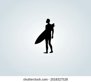 icon and abstract illustration of surfboard in silhouette