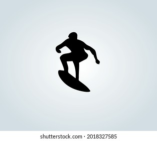icon and abstract illustration of surfboard in silhouette