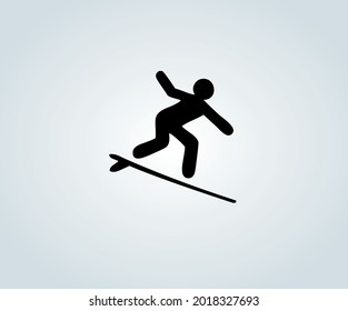 icon and abstract illustration of surfboard in silhouette