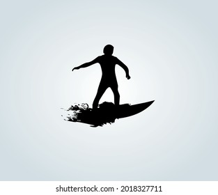 icon and abstract illustration of surfboard in silhouette