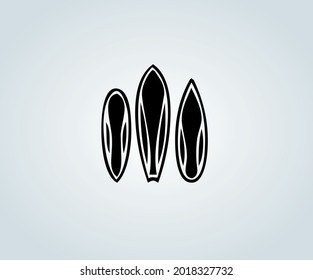 icon and abstract illustration of surfboard in silhouette