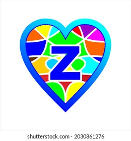 icono de monolina abstracta combinación hart fullcolor y letra z, clipart simple, precioso y fresco recurso gráfico vectorial