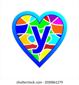 icon abstract monoline combination hart fullcolor and letter y, simple clipart, beautiful and cool vector graphic resource