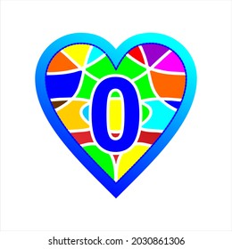 icon abstract monoline combination hart fullcolor and number  0, simple clipart, beautiful and cool vector graphic resource