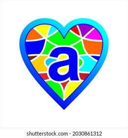icon abstract monoline combination hart fullcolor and letter a, simple clipart, beautiful and cool vector graphic resource