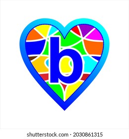 icon abstract monoline combination hart fullcolor and letter b, simple clipart, beautiful and cool vector graphic resource