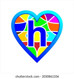 icono de monolina abstracta combinación hart fullcolor y letra h, clipart simple, precioso y fresco recurso gráfico vectorial