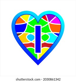 icon abstract monoline combination hart fullcolor and letter l, simple clipart, beautiful and cool vector graphic resource