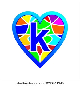 icon abstract monoline combination hart fullcolor and letter k, simple clipart, beautiful and cool vector graphic resource