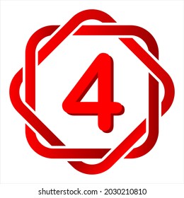 icon abstract monoline combination stacked square and number 4, simple, beautiful and cool vector graphic resource