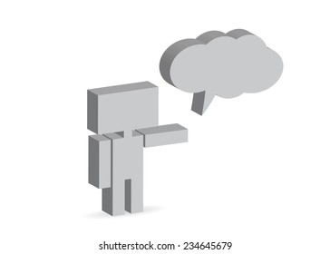 icon. The abstract person and a cloud for the text with the message