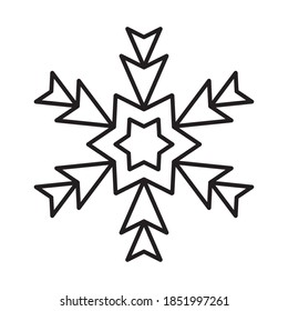 icono de copo de nieve abstracto sobre fondo blanco, estilo de línea, ilustración vectorial
