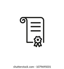 Icon of academic certificate. Diploma, degree, course. Education concept. Can be used for topics like graduation, qualification, document