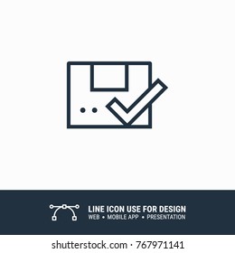 Icon accept box delivery package parcel shipping graphic design single icon vector illustration