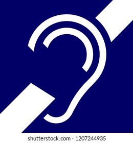 Icon of accessibility, hard of hearing, signal, ISO PI PF 048. vector.