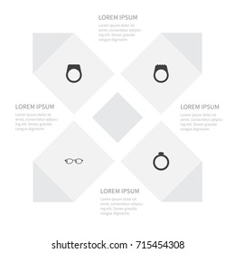 Icon Accessories Set Of Circle, Geek, Gemstone And Other Vector Objects. Also Includes Jewel, Ring, Circle Elements.