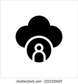 Icon Account Glyph, Cloud Computing, Flat Icon Logo Illustration Vector Isolated. Suitable for Web Design, Logo, App. 