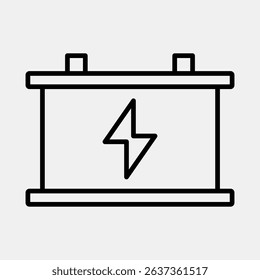 Icon accumulator. Renewable energy elements. Icon in line style.