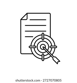 Icono de un objetivo de rendimiento de precisión de flecha de tablero de destino de precisión, aislado contra un fondo limpio.