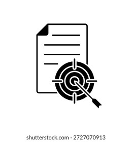 Icono de un objetivo de rendimiento de precisión de flecha de tablero de destino de precisión, aislado contra un fondo limpio.