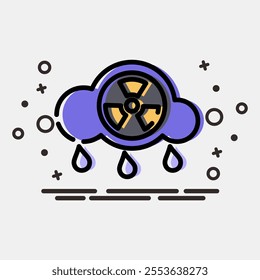 Icon acid rain. Global warming elements. Icon in MBE style.