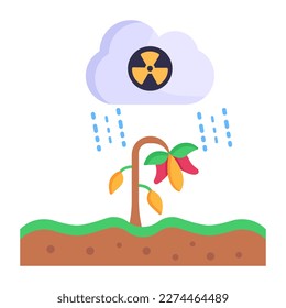 Un icono de la lluvia ácida en diseño plano moderno 