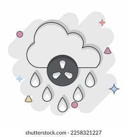 Icon Acid Rain. related to Environment symbol. Comic Style. simple illustration. conservation. earth. clean