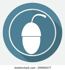 Icon acorn on white circle with a long shadow