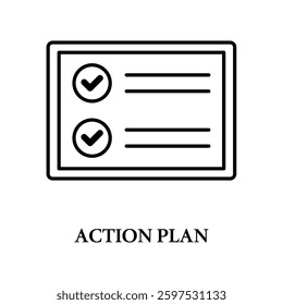 Icon a action plan, isolated against a clean background.
