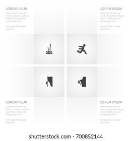 Icon Activities Set Of Winner, Cragsman, Cane And Other Vector Objects. Also Includes Branch, Extreme, Piolet Elements.