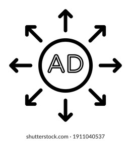 Icon of ad networking, outline design