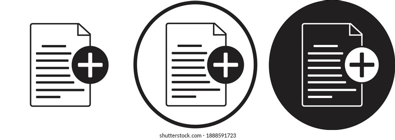 
icon add file black outline logo for web site design 
and mobile dark mode apps 
Vector illustration on a white background