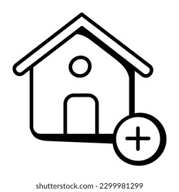 Icon of add home in doodle design 