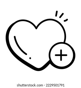Un icono de añadir vector de doodle de amor 