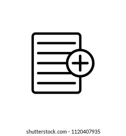 The icon of Add text file plus. Simple outline icon illustration, vector of Add text file plus for a website or mobile application