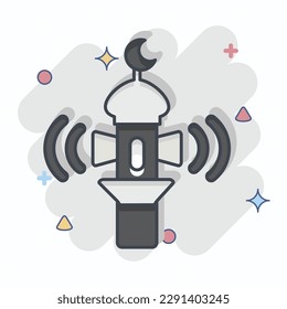 Icon Adhan Call. in Zusammenhang mit Eid Al Adha Symbol. Comic Style. einfaches Design bearbeitbar. einfache Abbildung