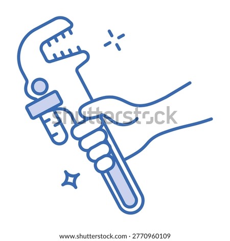 An icon of an adjustable spanner designed in line style
