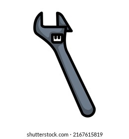 Icon Of Adjustable Wrench. Editable Bold Outline With Color Fill Design. Vector Illustration.