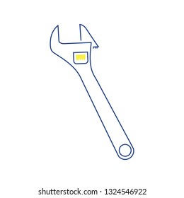 Icono de llave ajustable. Diseño delgado de línea. Ilustración vectorial.
