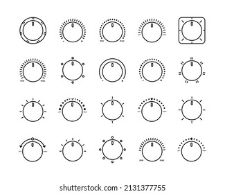 Icon Adjustment Knob. Heat-Cold, Left-Right, Power, Switching, Mode, Setting, Selection. Vector sign in simple style isolated on white background.