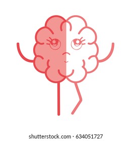 icon adorable kawaii brain expression