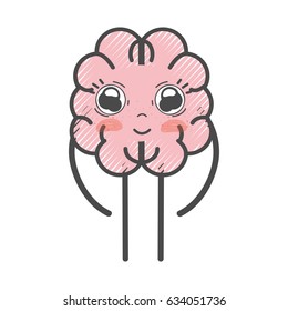 icon adorable kawaii brain expression
